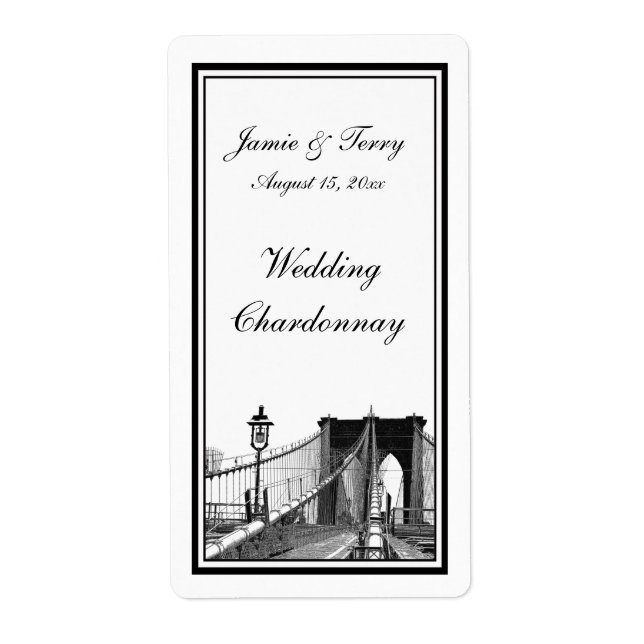 NYC Skyline Brooklyn Bridge #2 Étiquette à vin (Devant)