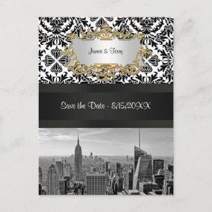 NYC Skyline BW 431 Damask Enregistrer la carte pos