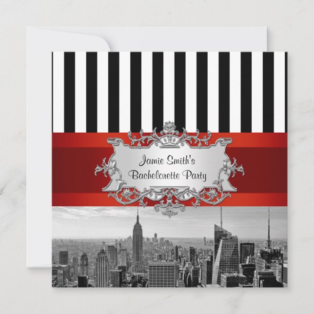 NYC Skyline BW B2 Bachelorette Party Invitation (Devant)