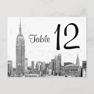 NYC Skyline Etched 01 Numéro de table