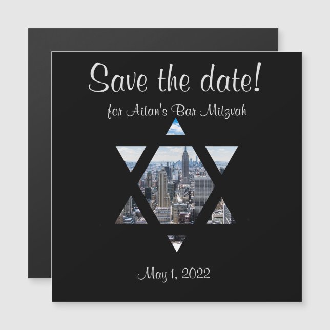 NYC Skyline Star Save the Date Magnet (Devant / Derrière)