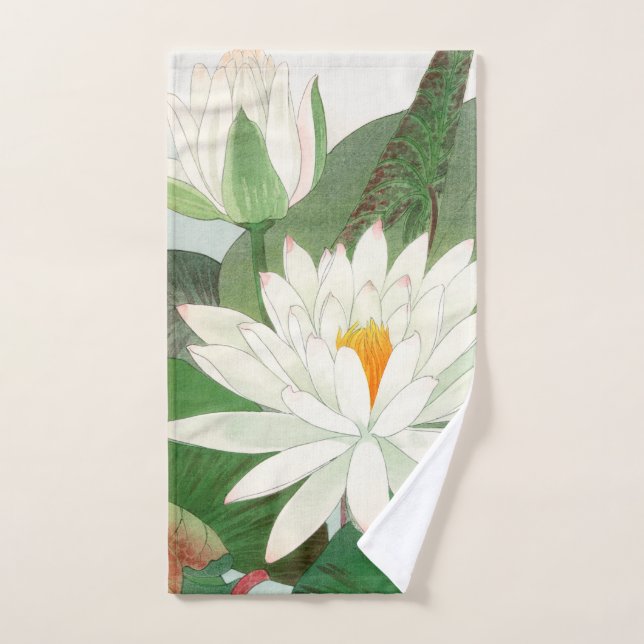Nymphaea lotus, gravure sur bois japonaise, 1917 (Serviette à main)