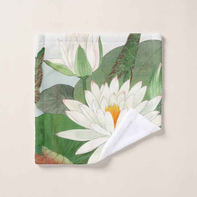 Nymphaea lotus, gravure sur bois japonaise, 1917 (Gant de toilette)