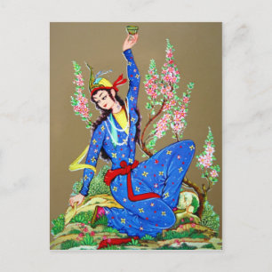 Nymphe avec la tasse de boisson carte postale