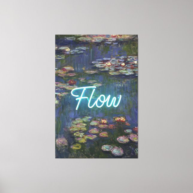 Nymphéas Remix – Néon « FLOW » Art mural et Cadeau (Recto)