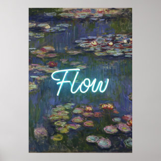 Nymphéas Remix – Néon « FLOW » Art mural et Cadeau