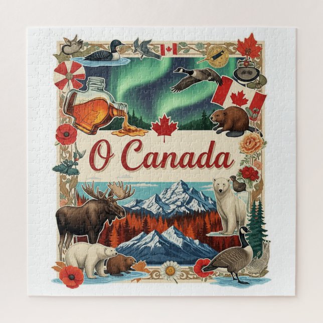 O Canada Collage – Puzzle patriotique vintage (Vertical)