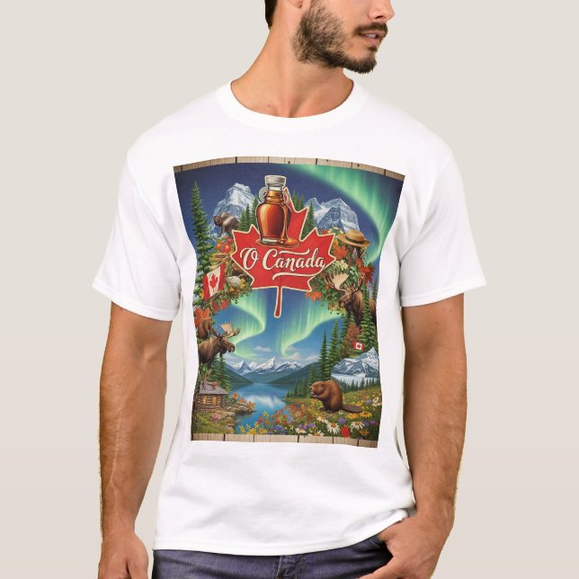 O Canada Collage – T-Shirt Vintage Fierté Canadien (Devant)