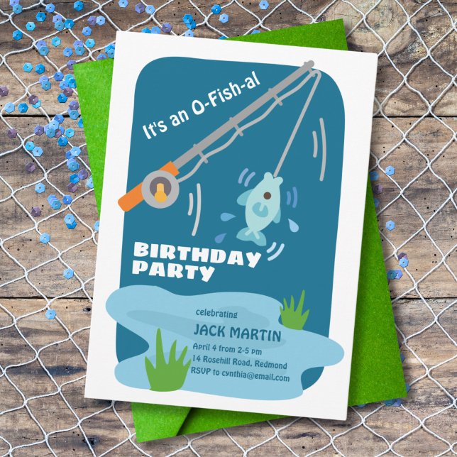 O-Fish-al Pêche Thème Anniversaire Invitation (Créateur téléchargé)