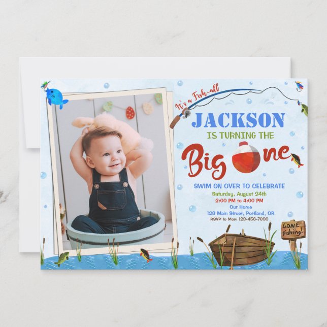 O-fish-all Big ONE invitation anniversaire garçon  (Devant)