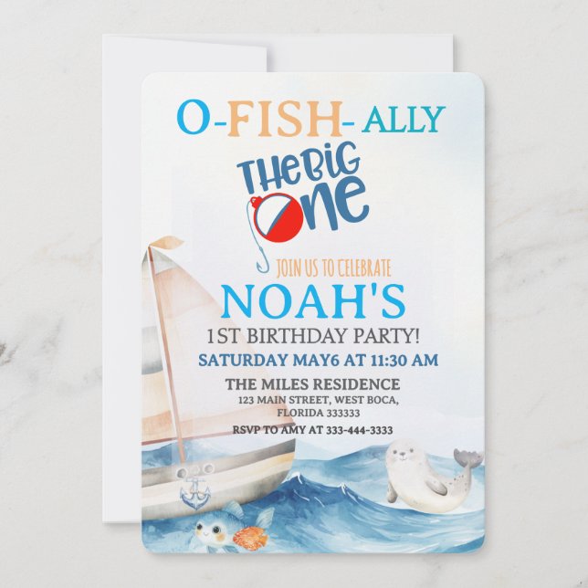 O-Fish-Ally Big Un Anniversaire Invitation (Devant)