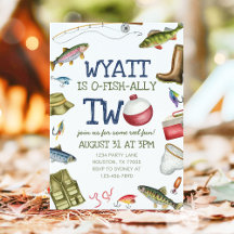 O-Fish-Ally Deux pêcheurs Invitation de 2e anniver