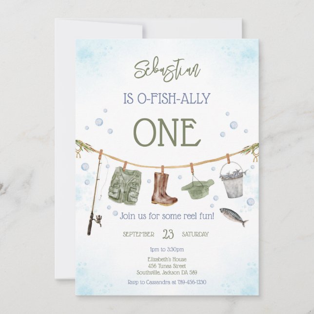 O-Fish-Ally Fishing Boy Birthday Invitation (Devant)