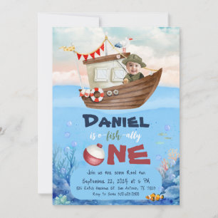 O-fish-ally One Pêche 1er anniversaire Invitation