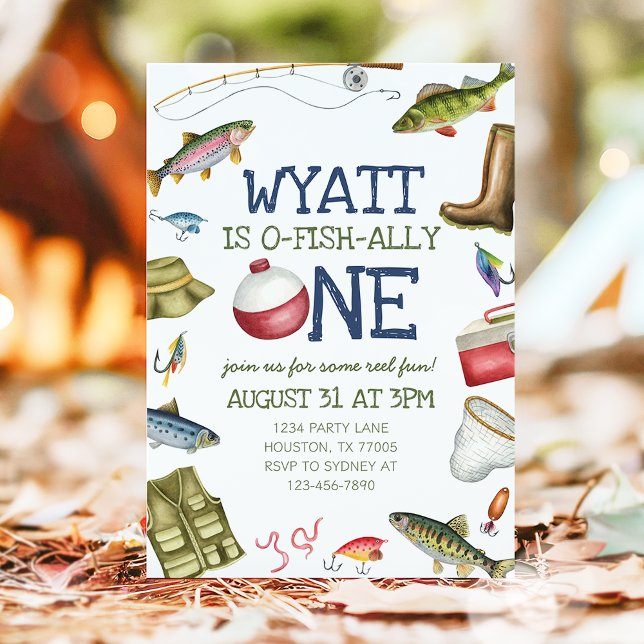 O-Fish-Ally One Pêche 1er anniversaire Invitation (Créateur téléchargé)
