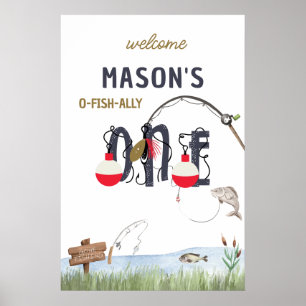 O-Fish-ally One Pêche Affiche de bienvenue d'anniv