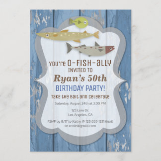 O-FISH-ALLY Pêche Invitation de fête d'anniversair
