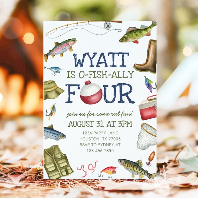 O-Fish-Ally Quatre Pêche 4e Invitation anniversair (Créateur téléchargé)