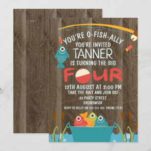 O-Fish-ally Quatre Pêche Invitation Anniversaire