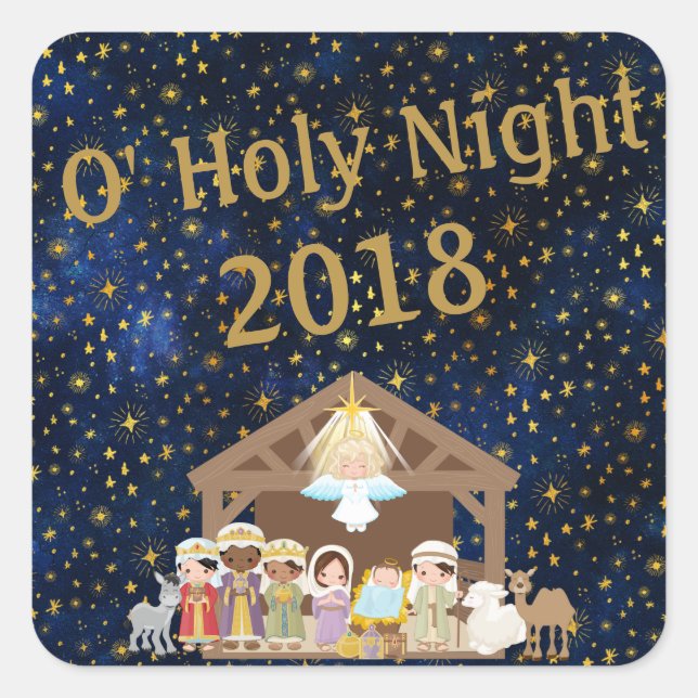 O' Holy Night Manger Stickers Jesus Wise Men (Devant)