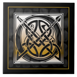 O Monogramme Céleste Pierre Noire Carreaux en céra