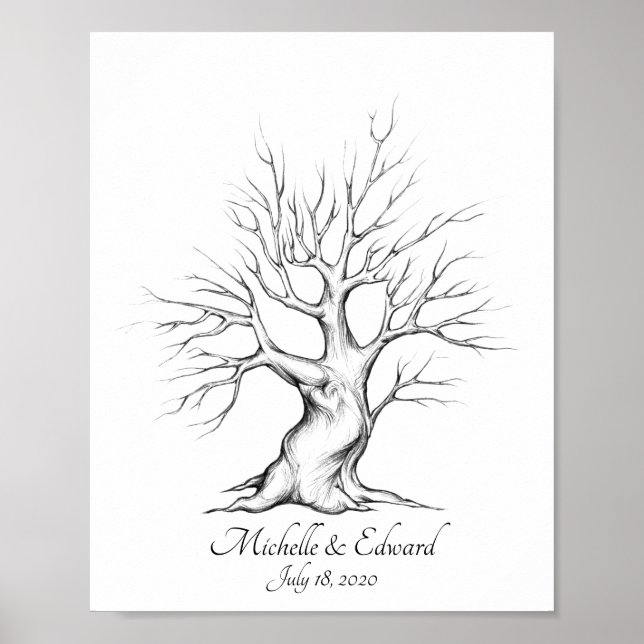 Oak Fingerprint Tree For Anniversary Poster (Devant)