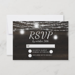 Oak Ridge Rustic Dark Wood Wedding Réponse RSVP