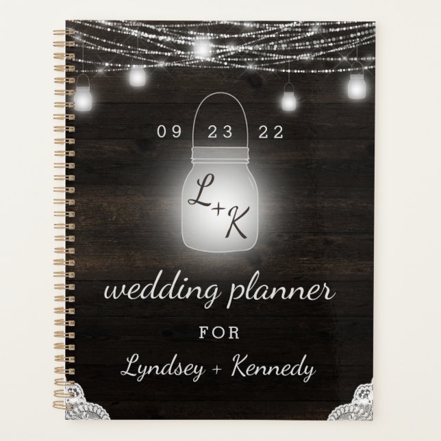 Oak Ridge Rustic Mason Jar & Lights Plans Mariages (Devant)