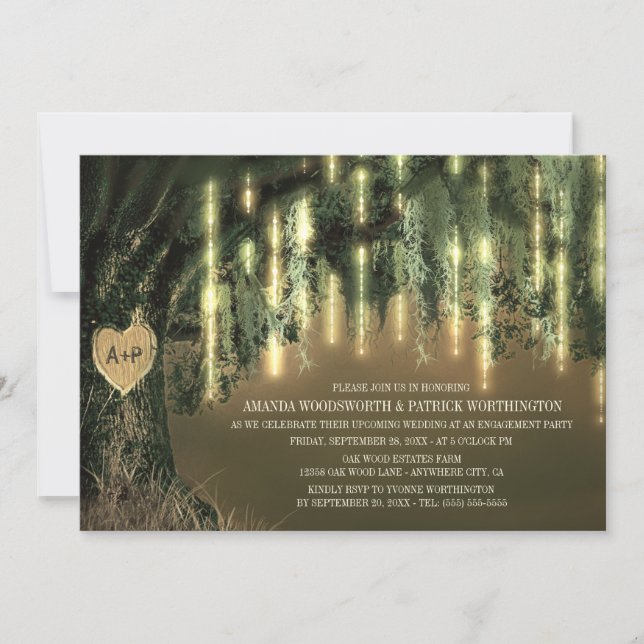 Oak Tree Espagnol Moss Engagement Party Invitation (Devant)