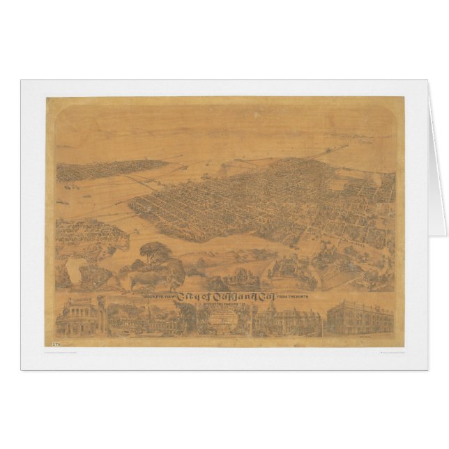 Oakland, carte panoramique 1881 (1231A) de CA (Devant horizontal)