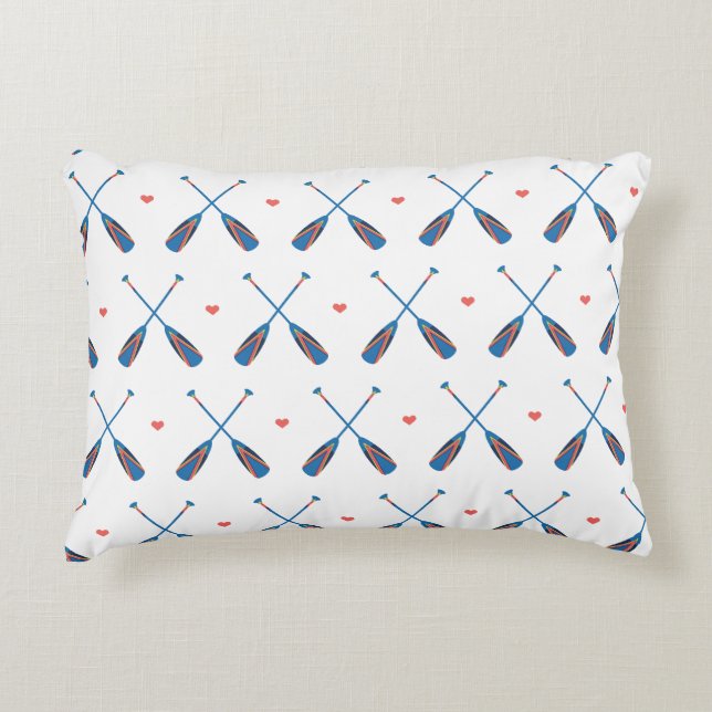 Oars nautiques Coeurs Bleu Blanc Accent Coussin (Devant)