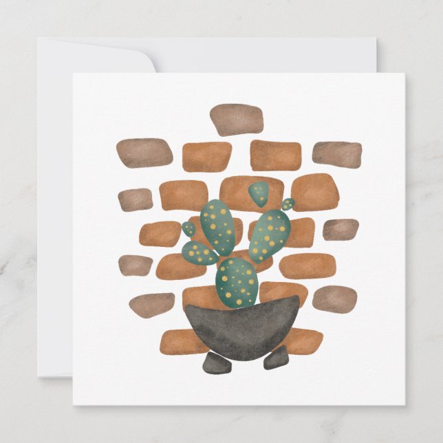 Oasis de Cactus : Décor de mur de briques inspiré  (Devant)