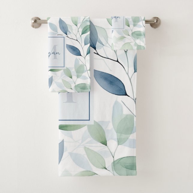 Oasis Tranquille Aquarelle Feuilles Monogramme et  (En situation)