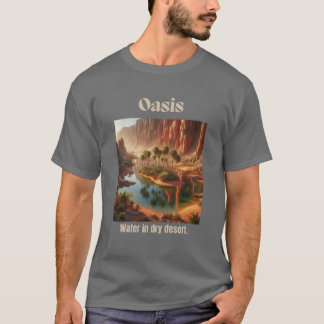Oasis Water Desert Géographie gris foncé T-shirt