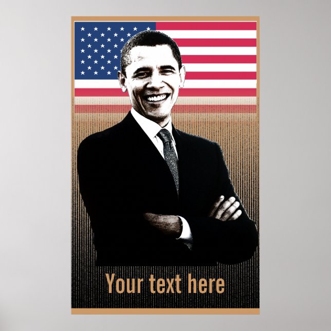 Obama avec le texte - Poster - modèle (Devant)