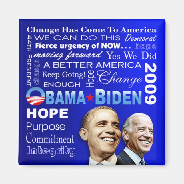 Obama Biden Collage Magnet (bleu) (Devant)