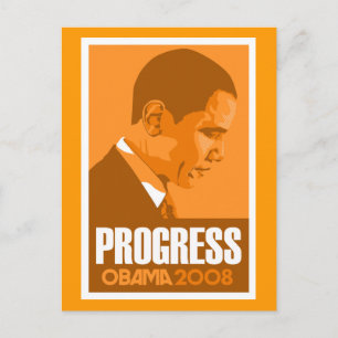 Obama - Carte postale Orange foncé Progress