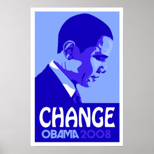 Obama - Change Blue Poster