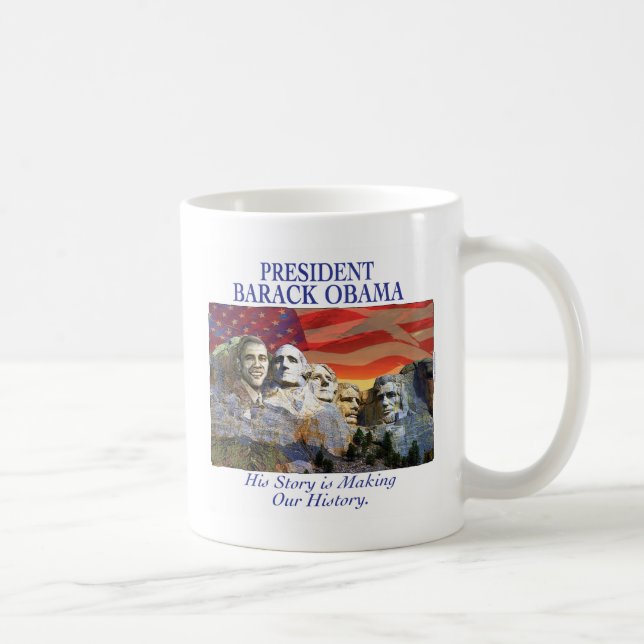 Obama faisant la tasse du mont Rushmore d'histoire (Droite)