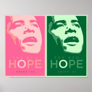Obama - Le nouvel espoir rose et vert affiche