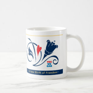 Obama - OUI NOUS POUVONS, tasse des fleurs 1-20-09