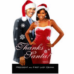 Obama - Thanks Santa Photo Sculpture<br><div class="desc">This holiday photosculpture of President Barack Obama and First Lady Michelle makes a great addition to your Christmas collection! Created by Chicago artist Cheryl Daniels.</div>