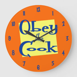 Obey Retro Cook Orange Yellow Kitchen Horloge