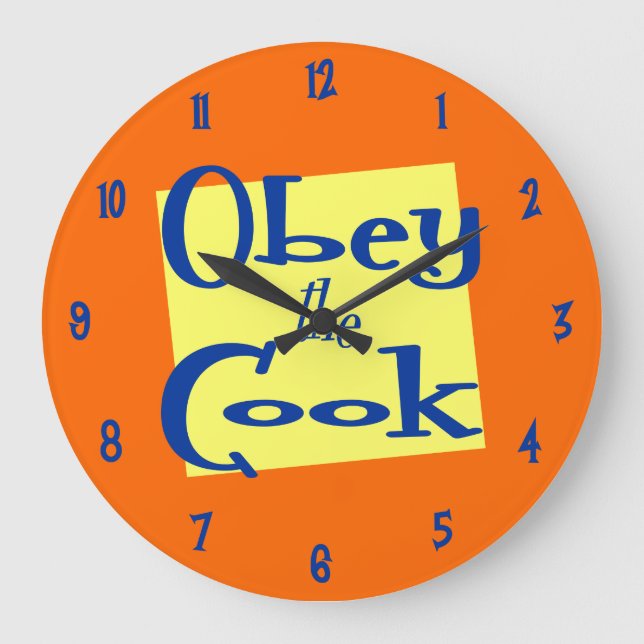 Obey Retro Cook Orange Yellow Kitchen Horloge (Recto)