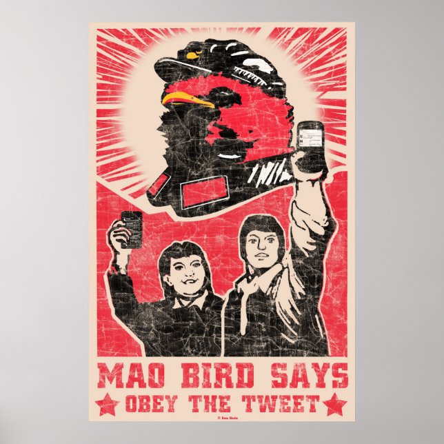 Obey Tweet Twitter Poster Red Mao Bird (Devant)