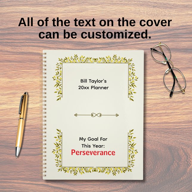 Objectif de persévérance avec motif vert sauge et  (Perseverance goal planner)
