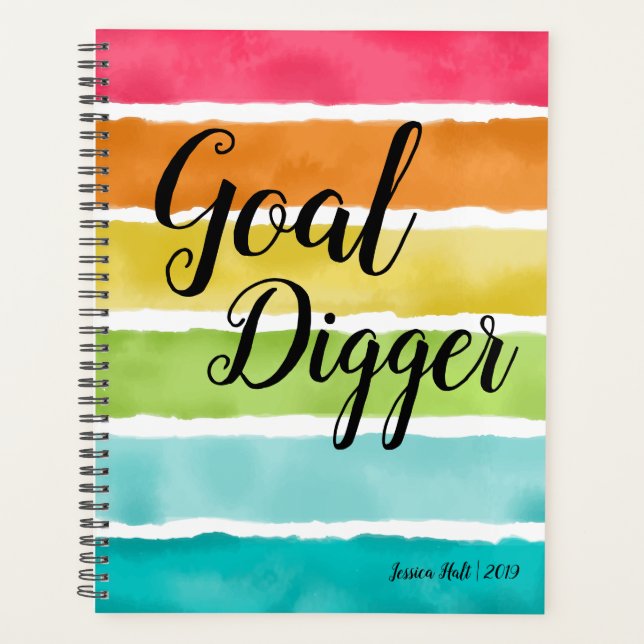 Objectif Digger coloré Aquarelle Planner (Devant)