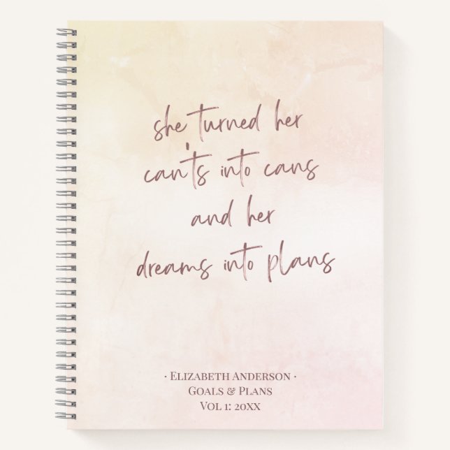 Objectifs Beige & Plans Nom Journal Cahier (Devant)