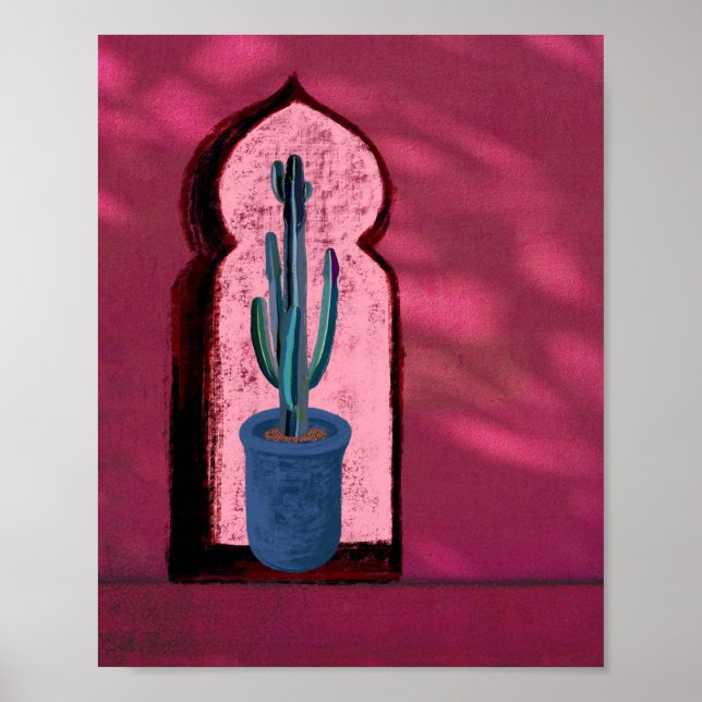 objet_21_ une fenêtre avec un poster mat cactus (Devant)