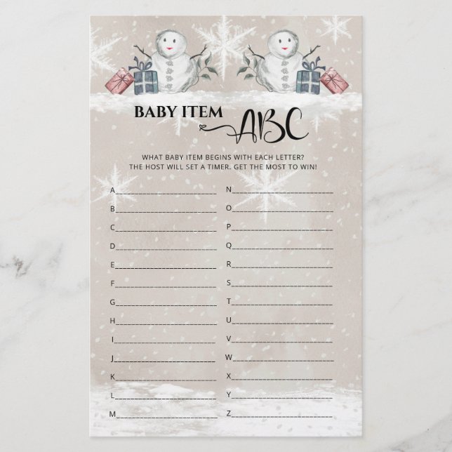 Objet bébé ABC Baby shower Snowman (Devant)